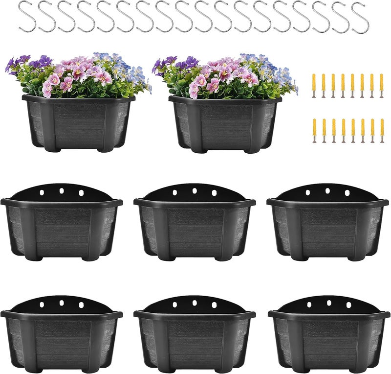 ORIMERC 9.8 Inches Self Watering Wall Planters for Indoor Plants, Railing Planters Balcony Planters Wall Hanging Planters, Lightweight, Dark Coffee (Pack of 8) - Image 1